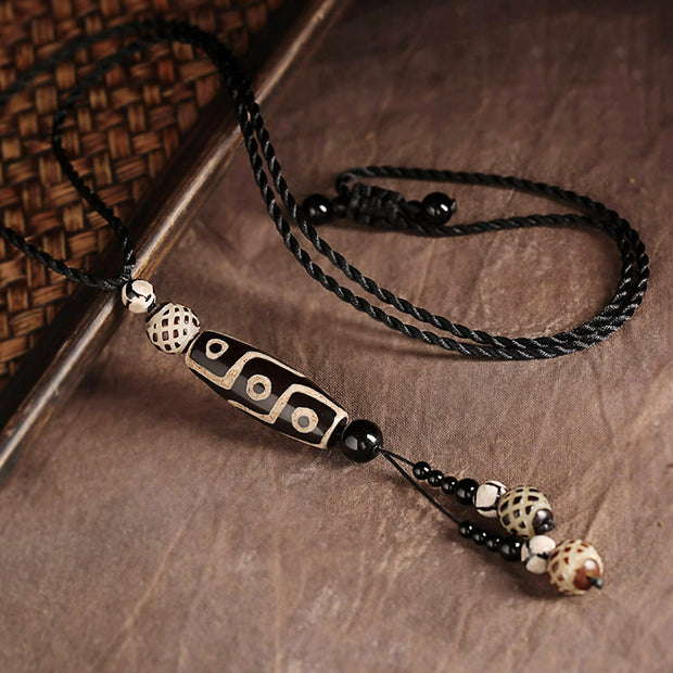 Handmade Agate Dzi Beads Pendant Necklace