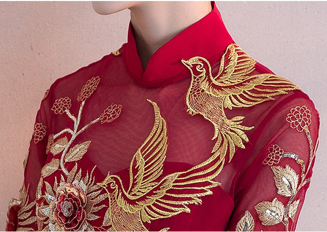 Fit and Flare Embroidered Qipao / Cheongsam Party Dress