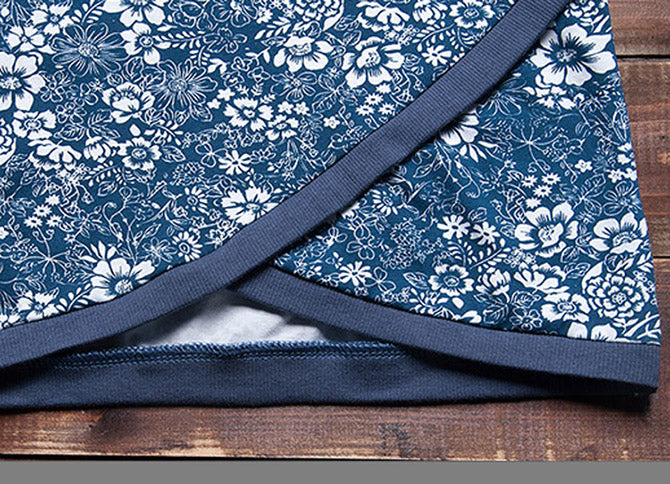 Halter Blue White Floral Top Blouse