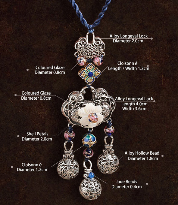 Handmade Adjustable String Longeval Lock Pendant Necklace