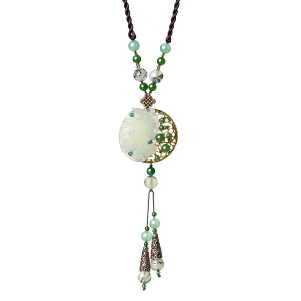 Handmade Jade Lucky Buckle Pendant Necklace