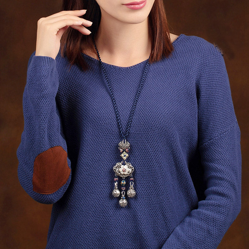 Handmade Adjustable String Longeval Lock Pendant Necklace