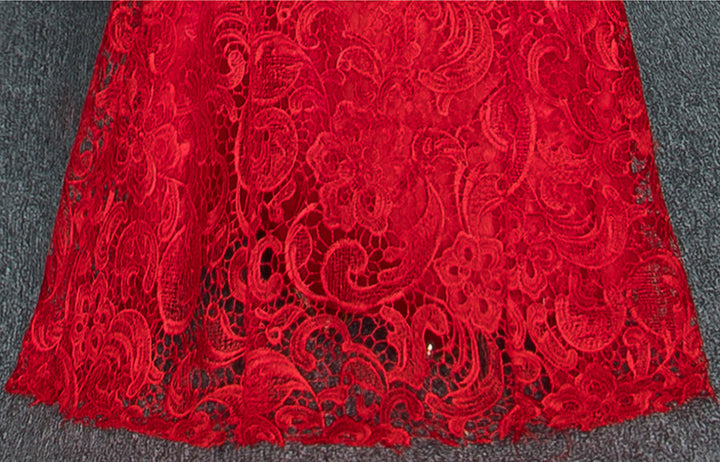 Red Lace Mermaid Full-Length Qipao / Wedding Cheongsam Dress