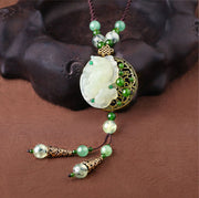 Handmade Jade Lucky Buckle Pendant Necklace