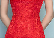 Red Lace Mermaid Full-Length Qipao / Wedding Cheongsam Dress