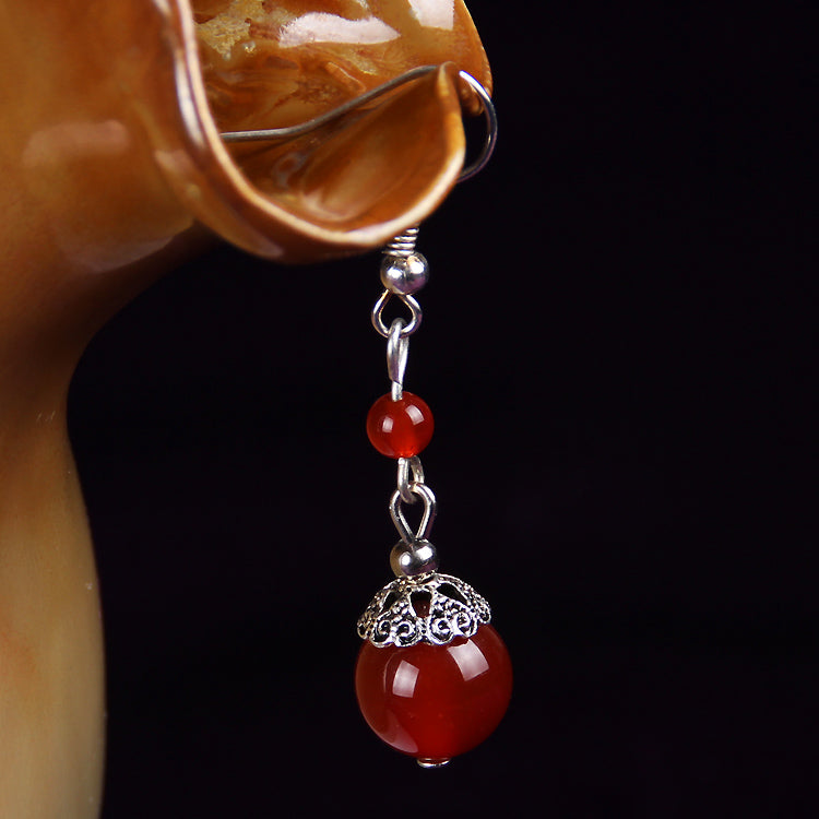 Hook Clip On Non Pierced Drop Dangle Agate Earrings