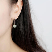 White Jade Silver Dangle Drop Earrings