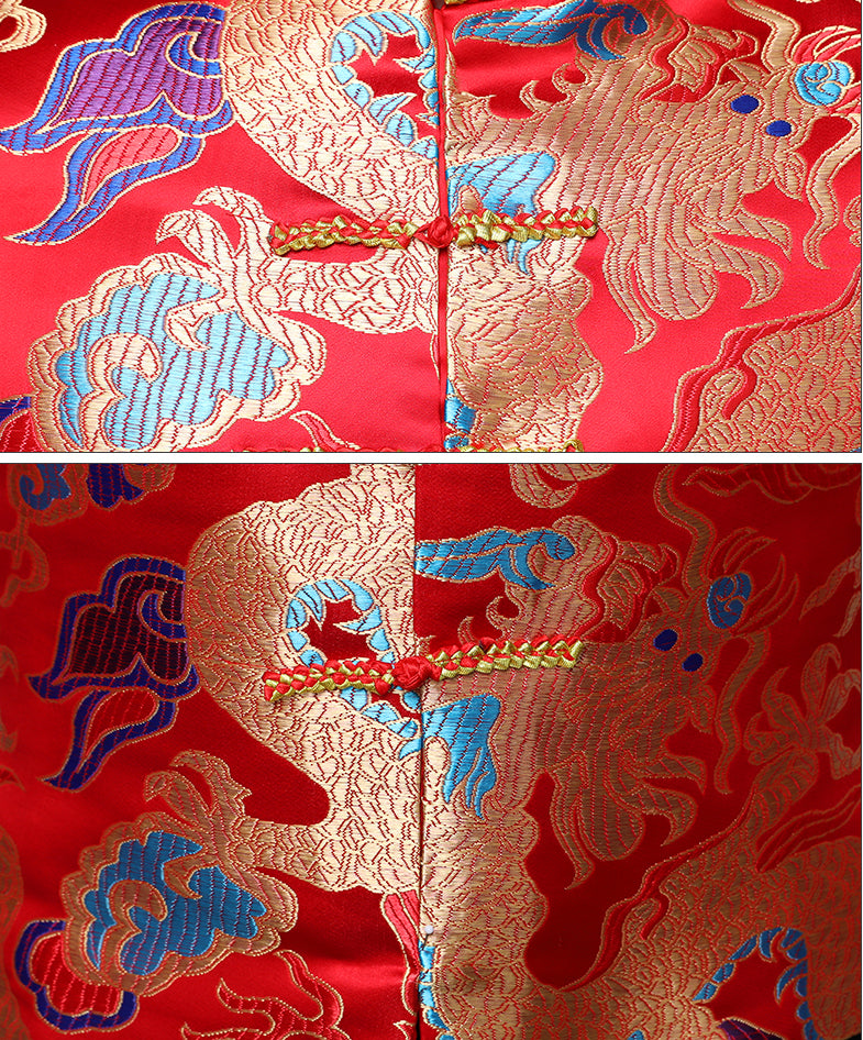 Traditional Chinese Men's Wedding Jacket with Multicolor Dragon