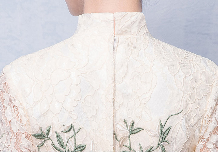 Embroidered Qipao / Cheongsam Party Dress with High Low Hem