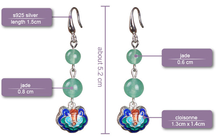 Green Jade Non Pierced Drop Dangle Earrings