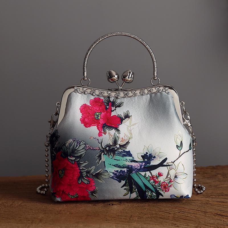 Floral Printed Chain Shoulder Cross Party Handbag