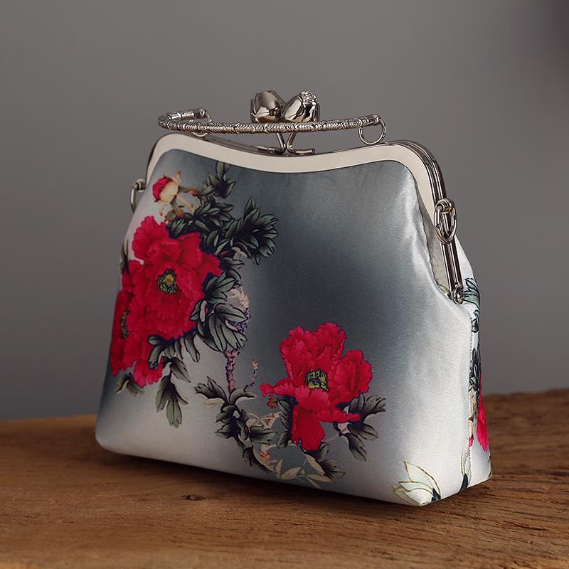 Floral Printed Chain Shoulder Cross Party Handbag