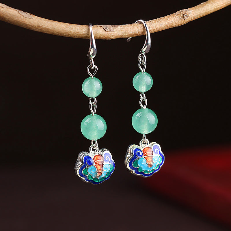 Green Jade Non Pierced Drop Dangle Earrings