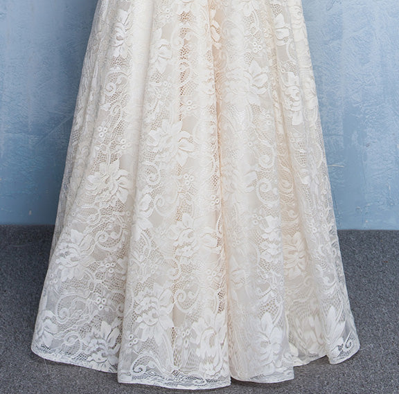 Beige Lace A-Line Bridesmaids Qipao / Cheongsam Dress