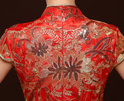 Full-Length Sequins Floral Cheongsam / Qipao Evening Dress