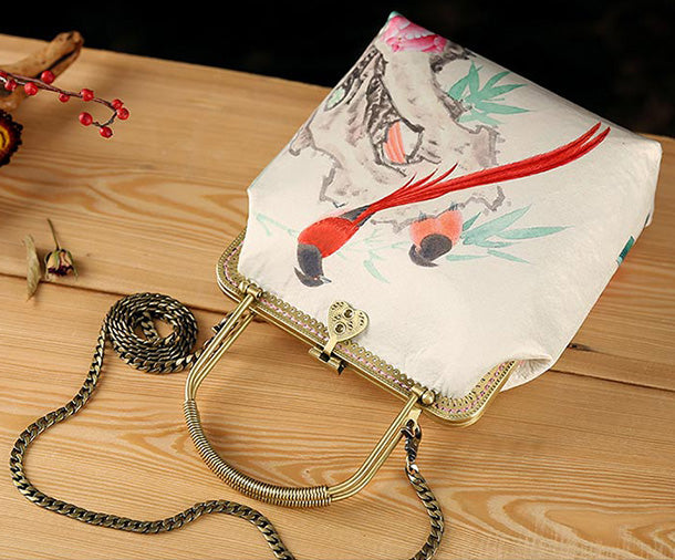 Floral Chain Shoulder Cross Top Handle Hand Bag