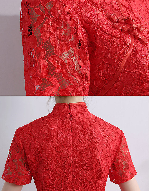 A-Line Lace Bridesmaids Qipao / Cheongsam Party Dress