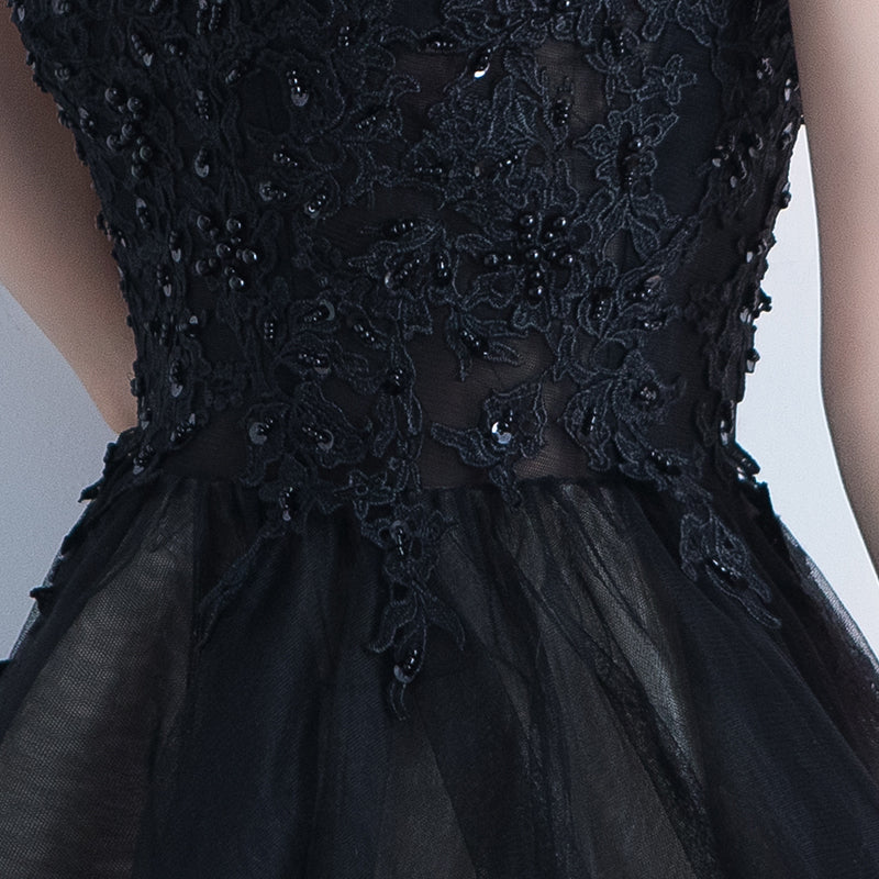 Black Midi Ball Tulle Qipao / Cheongsam Evening Dress