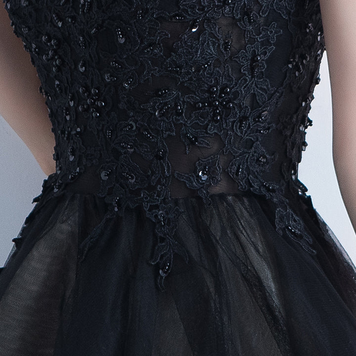 Black Midi Ball Tulle Qipao / Cheongsam Evening Dress