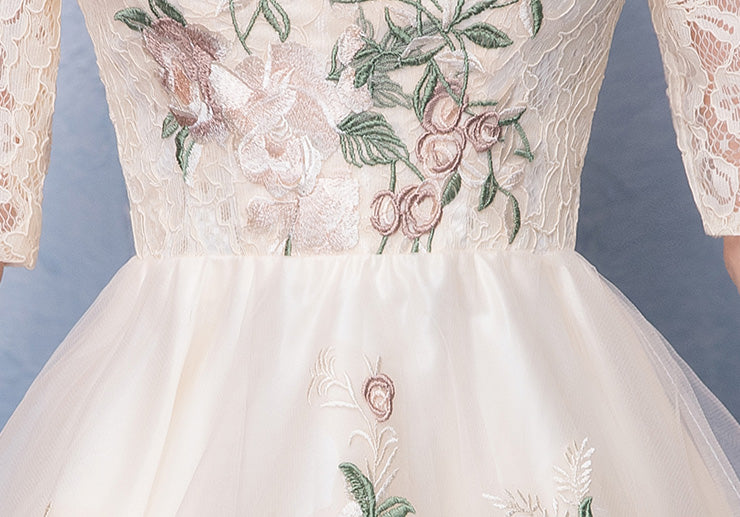 Embroidered Qipao / Cheongsam Party Dress with High Low Hem