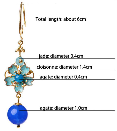 Blue Agate Drop Dangle Hook Clip On Earrings