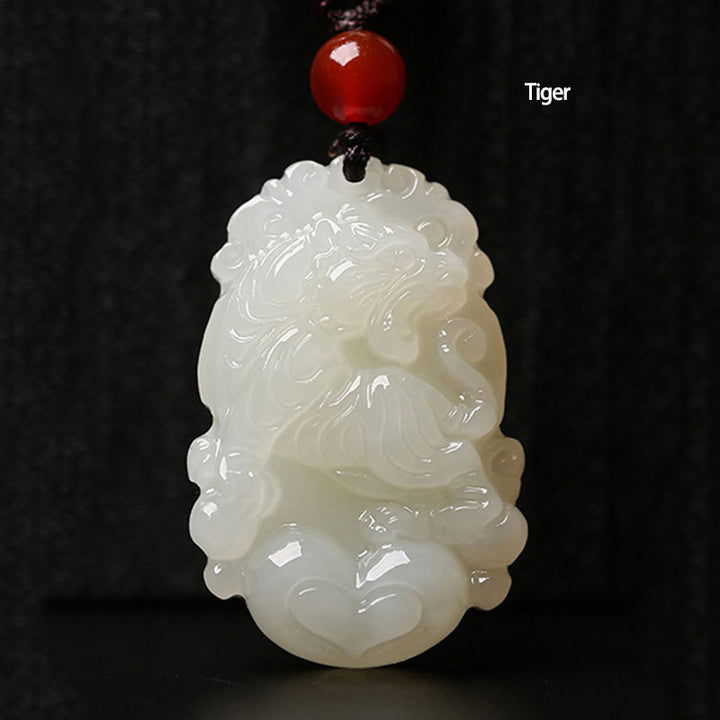 12 Chinese Zodiac Animals Jade Pendant Necklace