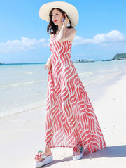 Red Striped Maxi Beach Dress with Tie Back