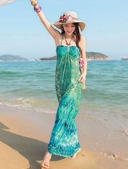 Printed Halter Knot Maxi Beach Dress
