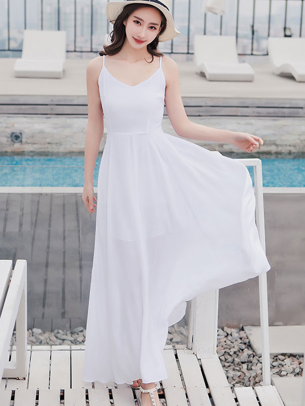 White Maxi Slip Beach Dress