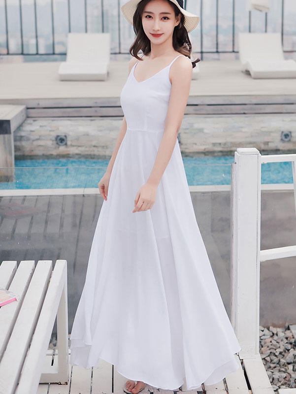 White Maxi Slip Beach Dress