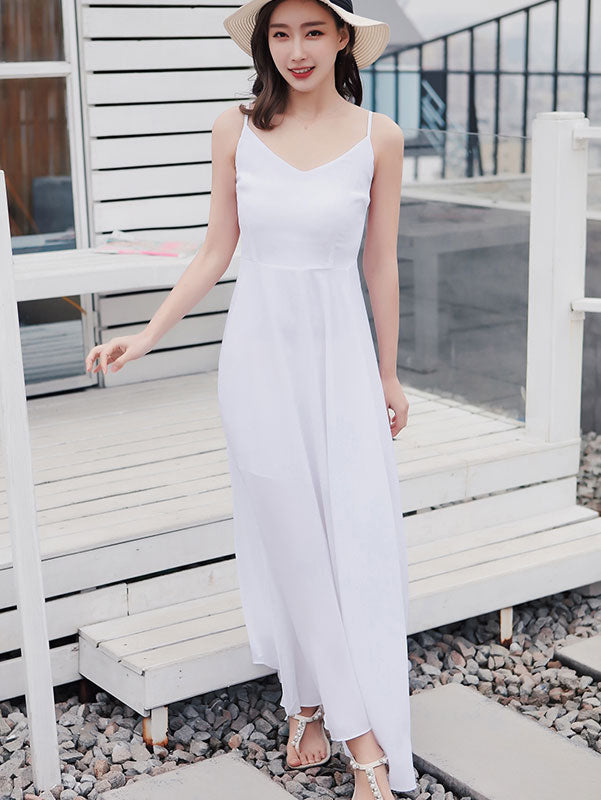 White Maxi Slip Beach Dress