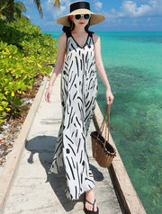 Plus Striped Maxi Beach Dress with Belt