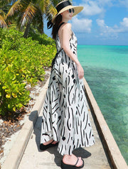 Plus Striped Maxi Beach Dress with Belt