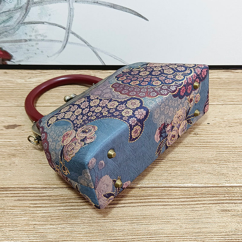 Mothers Jacquard Chain Top Handle Clutch Handbag