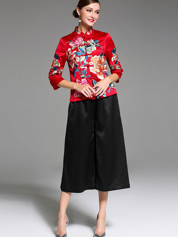 Embroidered Qipao Cheongsam Top Women Jacket