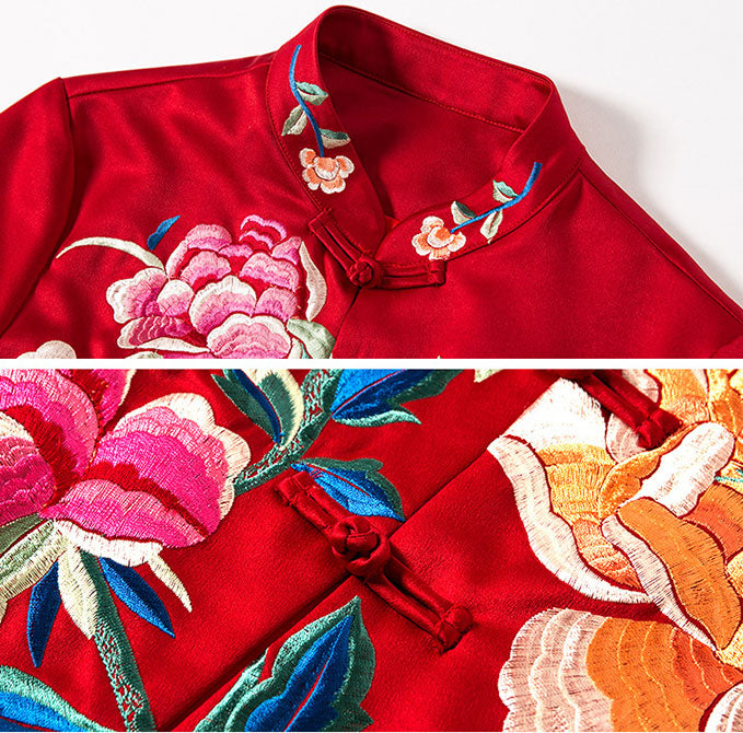 Embroidered Qipao Cheongsam Top Women Jacket