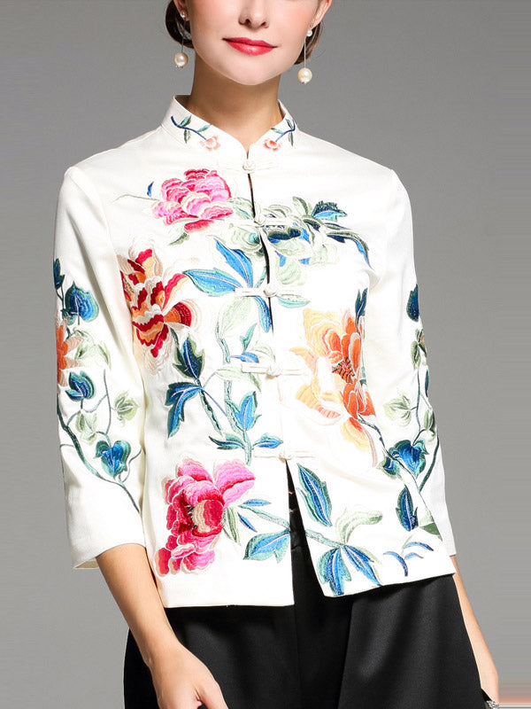 Embroidered Qipao Cheongsam Top Women Jacket - IMALLURE