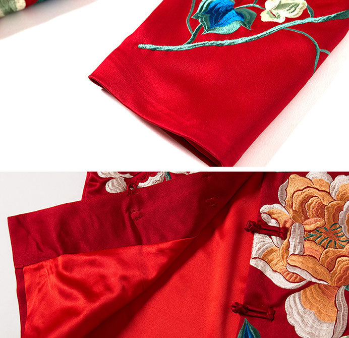 Embroidered Qipao Cheongsam Top Women Jacket