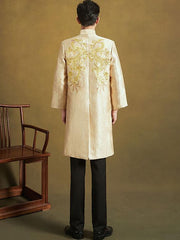 Golden Embroidered Dragon Chinese Men's Wedding Jacket