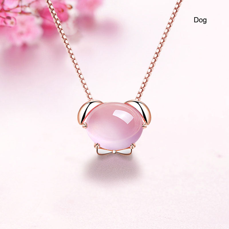 12 Zodiac Animals Crystal Pendant Necklace Christmas Birthday Gift