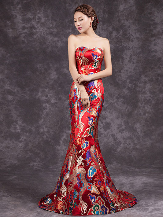 Dragon Sweetheart Mermaid Train Cheongsam / Qipao Evening Dress