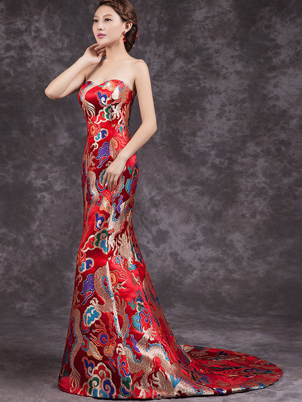 Dragon Sweetheart Mermaid Train Cheongsam / Qipao Evening Dress