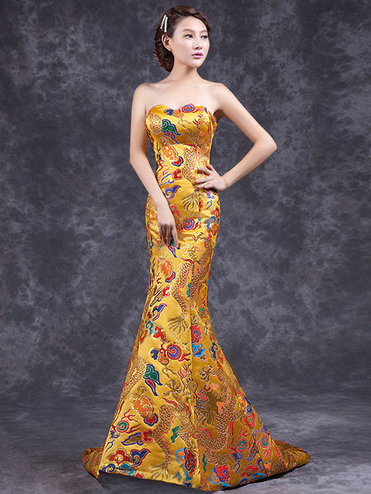 Dragon Sweetheart Mermaid Train Cheongsam / Qipao Evening Dress