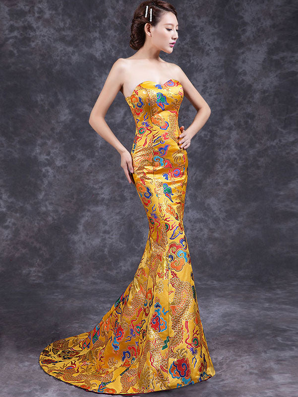 Dragon Sweetheart Mermaid Train Cheongsam / Qipao Evening Dress
