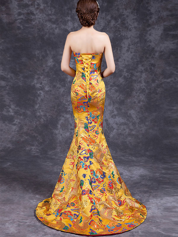 Dragon Sweetheart Mermaid Train Cheongsam / Qipao Evening Dress