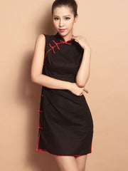 Custom Tailored Black Modern Qipao / Cheongsam Dress