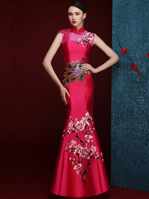 Embroidered Phoenix Mermaid Qipao / Cheongsam Wedding Dress