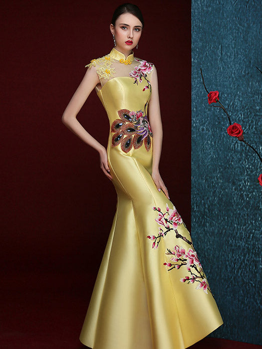 Embroidered Phoenix Mermaid Qipao / Cheongsam Wedding Dress