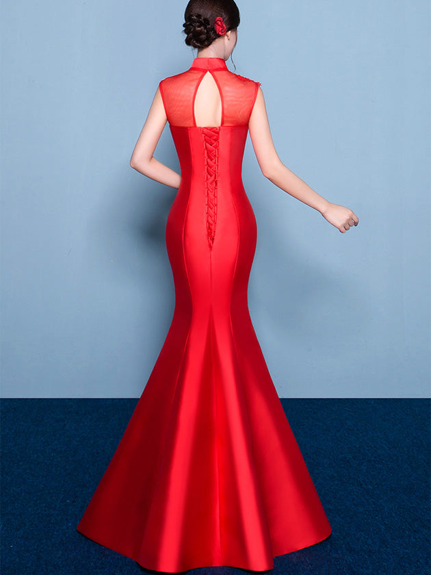 Embroidered Phoenix Mermaid Qipao / Cheongsam Wedding Dress
