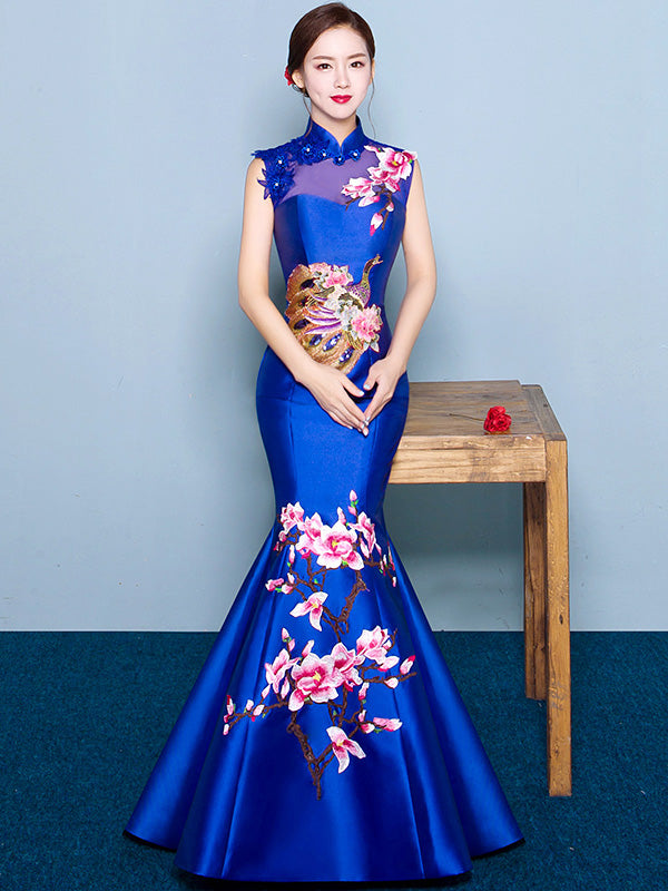 Embroidered Phoenix Mermaid Qipao / Cheongsam Wedding Dress